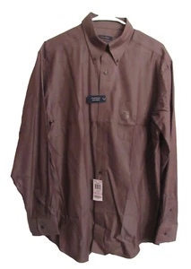 club room men's 80's pinpoint oxford shirt chocolate cotton 16/34/35/L - Picture 1 of 11