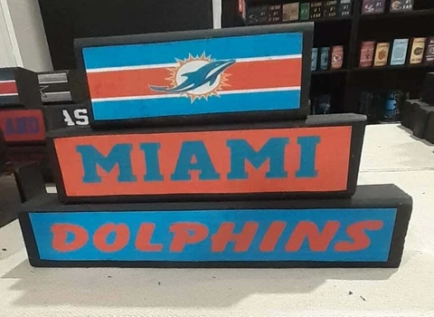 Miami Dolphins 3PC free standing wood stackable signs football father nfl ball Cover