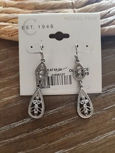 NWT C brand nickel free glitzy glamorous drop dangle bling bougie earrings - Picture 1 of 3