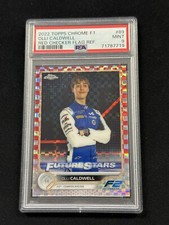2022 Topps Chrome F1 Olli Caldwell Red Checker Flag Refractor /5 PSA 9 Card #89