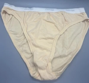 Vintage Calvin Klein Cotton Signature High Leg Bikini Panties Size 7 Peach USA - Picture 1 of 6