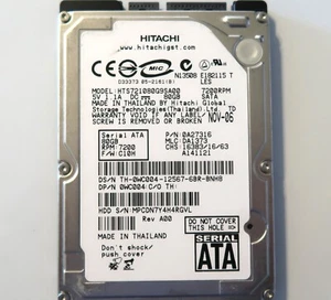 Hitachi HTS721080G9SA00 0A27316 DA1373 C10H Thailand 80gb 2.5" Sata HDD NOV-06 - Picture 1 of 1