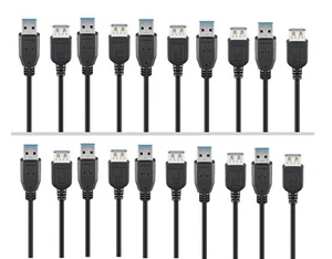 10er Set USB 3.0 Verlängerungskabel 3 m, schwarz - Bild 1 von 2