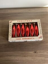 Vintage Christmas Tree Ornaments Glass Teardrop Icicle Poland with original Box