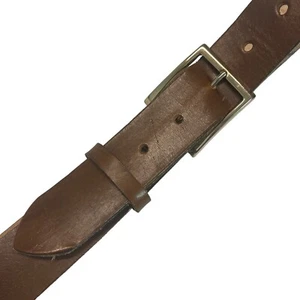 RJ Leather Mens Genuine Leather Belt Size 38 Brown Snaps to Allow New Buckle - Picture 1 of 12