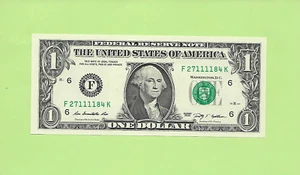 N1S .. 2009 .. UNCIRC $1 F 2711 1184 K .... 2009 $1 F-K CUÁDRUPLE BILLETE '1111' - Imagen 1 de 2