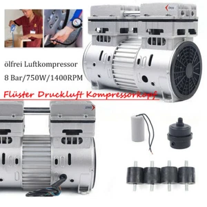 8 Bar Flüster Druckluft Kompressorkopf ölfrei Luftkompressor 750W 1400RPM 220V - Bild 1 von 12