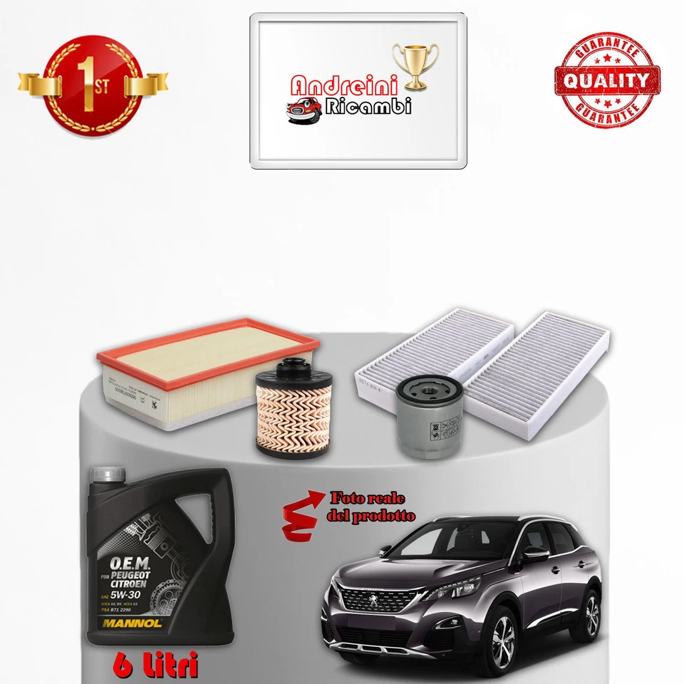 Kit De Filtre Et D'Huile PEUGEOT 3008 II 2.0 BLUEHDI 133KW 180CV Depuis 2016 - Photo 1/1