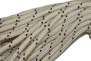 9/16" x 50 ft. Double Braid Polyester halyard line yacht braid white/burgundy - Imagen 1 de 2