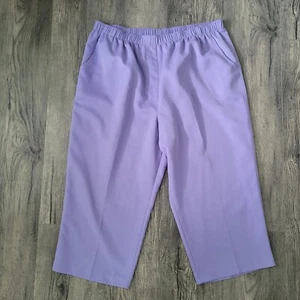Pantalone Kim Rogers Capri elastico in vita taglia 18 viola tasche vestibilità facile leggero - Foto 1 di 4