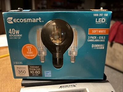 (3-Pk) EcoSmart Dimmable Filament LED Light Bulb Daylight 40W 1006 297 150 - Image 1 of 4