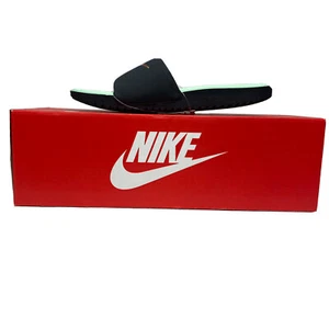Nike Kawa Youth Slides Black Green Size 1Y New in Box Summer Shoes - Picture 1 of 8