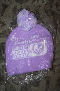 Vegas Golden Knights Pom Pom Hat Hockey Fights Cancer Purple White Spellout New - Picture 1 of 1