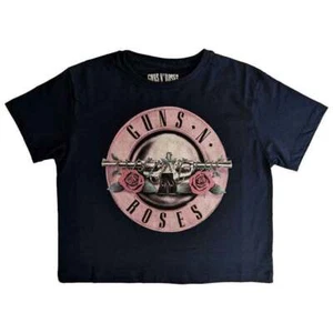 Official Guns N Roses Navy Blue Classic Logo Ladies Crop Top T Shirt GNR Womens