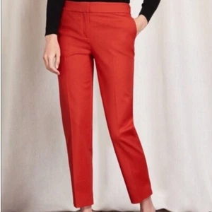NWT Boden Richmond Red Cotton Blend Straight Leg Trouser Pants Size 16L 16 Long - Picture 1 of 7