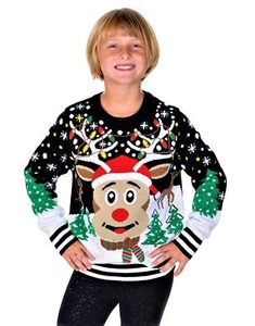 SOCAL LOOK Kids Ugly Christmas Sweater - Funny Holiday Pullover for Boys & Girls - Picture 1 of 10
