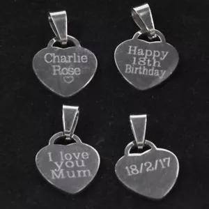 Dije Ovalado Corazón de Acero Inoxidable Personalizado Cualquier texto Grabado Grabado Gratis ambos lados - Imagen 1 de 18
