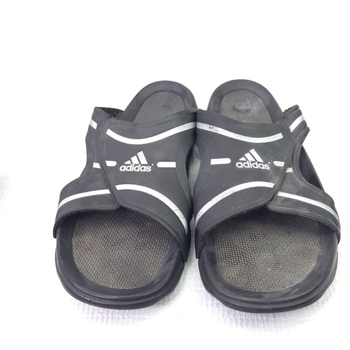 Scarpe sandali regolabili Adidas Slides nere slip on fuori campo taglia 12