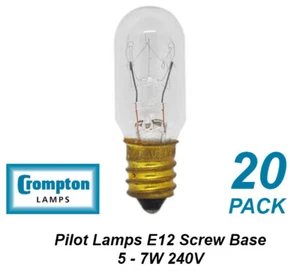 20 x 7W Clear Pilot / Indicator Light Globes Bulbs Lamps Mini Screw E12 10228 - Picture 1 of 3
