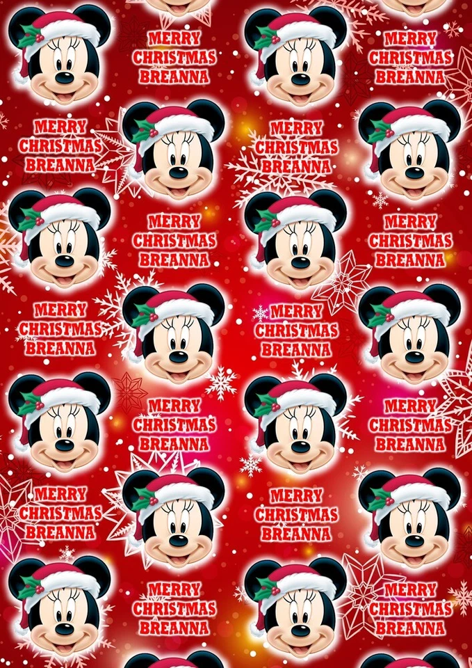 MINNIE MOUSE Personalised Christmas Gift Wrap - Disney Mickey Wrapping Paper - Image 1 of 1