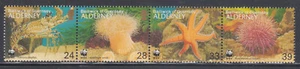 ALDERNEY Sc # 69a-d CPL MNH tira de 4 VIDA MARINA - WWF - Imagen 1 de 1