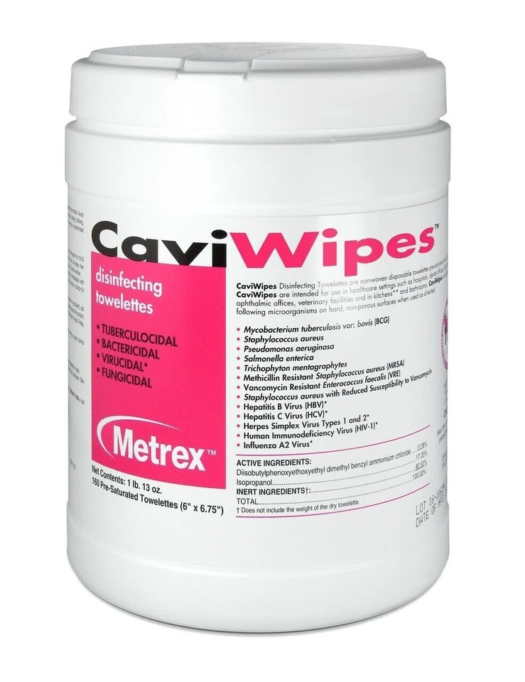 Metrex CaviWipes Cavicide Surface Disinfectant Wipes - 13-1100 (Pack of 4)