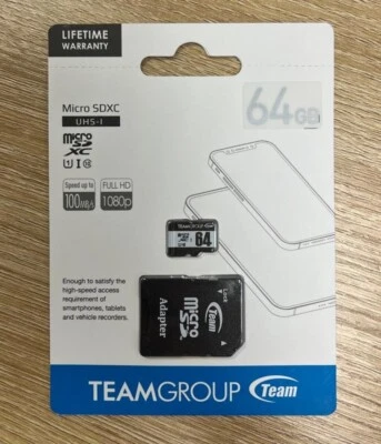 Team Group 64GB SDXC Micro SD Card with Adapter; t24 - Image 1 of 2