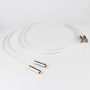 Pair Hifi Audio RCA Cable 8N OCC Copper Silver Plated Signal Wire W/ RCA Plugs - Picture 1 of 8