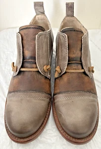 FreeBird Mabel Shoes Boots Oxford Slip on Size 8 Gray/Brown Leather Mexico Mint! - Picture 1 of 8