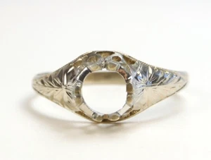 Antique 1920's Engagement Mounting 22KW Hold 5.5 MM Ring Size 10 UK-T1/2 Deco - Picture 1 of 14