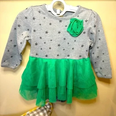 Vestido mameluco Cherokee bebé niña talla 9 meses ropa de una pieza verde gris Foto 1 de 4