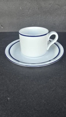 Juego de té y taza azul Dansk Bistro Christianshavn banda azul porcelana Foto 1 de 4
