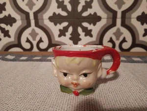 VINTAGE PIXIE ELFE KERAMIK TASSE TASSE KLEIN JAPAN ?? WEIHNACHTEN - Bild 1 von 5