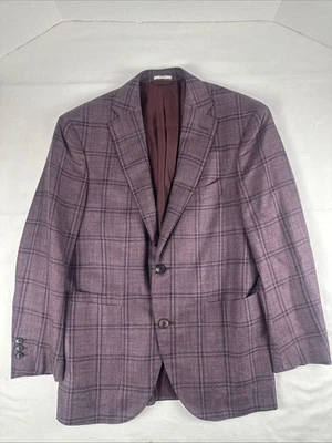 Luciano Barbera Wool Silk Linen Windowpane Sport Coat Jacket Mens Size US 36 EUC - Image 1 of 4