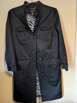 Dana Buchman женщин XS черный пуговицах Тренч w/зебра печати подкладка - Изображение 1 из 4