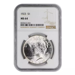 1923 Peace Dollar NGC MS-64 - Picture 1 of 2
