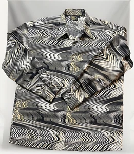 Vintage Monzini Collection Shirt Mens Size XL Long Sleeve Button Disco Made USA - Picture 1 of 6