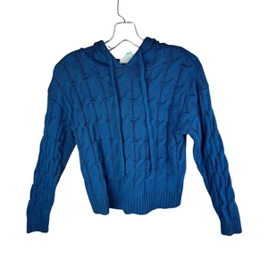 Saturday Sunday Anthropologie Sweater Shorts Ellyn Set Womens XS Blue Cable Knit - Picture 1 of 7