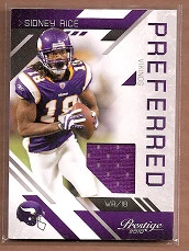 2010 Prestige Preferred Materials #7 Sidney Rice Jersey /250 FB - Image 1 of 2