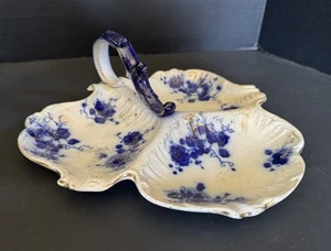 Flow Blau Süßigkeiten Nuss Schmuck Schale mit Griff Hancock England - Bild 1 von 7