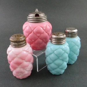 CONE / Pinecone - 3 antique Salt SHAKERS + MUSTARD Pot - Consolidated Glass Co - Picture 1 of 7