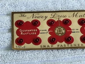 Newey Dress Match Snap Fastener Rustless Red Size 1 - 1 Card, 12 Fasteners - Picture 1 of 3