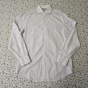 Brunello Cucinelli Basic Fit L/S Button Up Shirt Mens XL White Stripe Italy Made - Bild 1 von 24