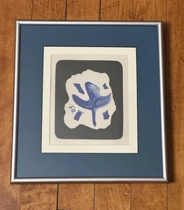 Georges Braque “The Bird” Modernist Framed Art Print 10.75x10 Abstract Blue - Picture 1 of 4