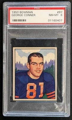 1950 Bowman #97 GEORGE CONNOR -- PSA 8 -- HOF Chicago Bears - Image 1 of 2