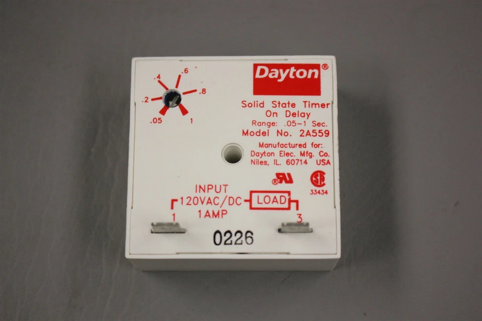 RELÉ DE RETARDO DE SINCRONIZACIÓN ELÉCTRICA DAYTON 2A559 Foto 1 de 1