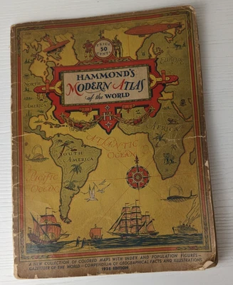 Винтажный Hammond's современный атлас мира 1938 издание - как есть - Изображение 1 из 4