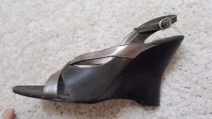 Max Studio Slingback Strappy Wedge Sandals, Silver Gray, Size 6 1/2 - Picture 1 of 9