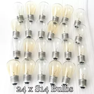 24 Pcs S14 Vintage E27 Screw 11W Tungsten Filament Glass Bulbs For Festoon Light - Picture 1 of 12