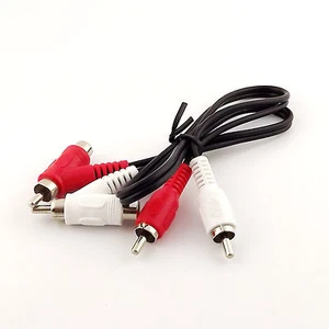 1x RCA Audio Piggyback Stereo Connector Cable 2 Male to Male + Female Piggy Back - Picture 1 of 5